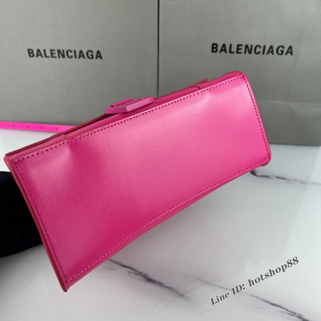 Balenciaga專櫃爆款玫紅平紋手提女包 巴黎世家原廠S號Hourglass沙漏包 款號：8895 fyj1195